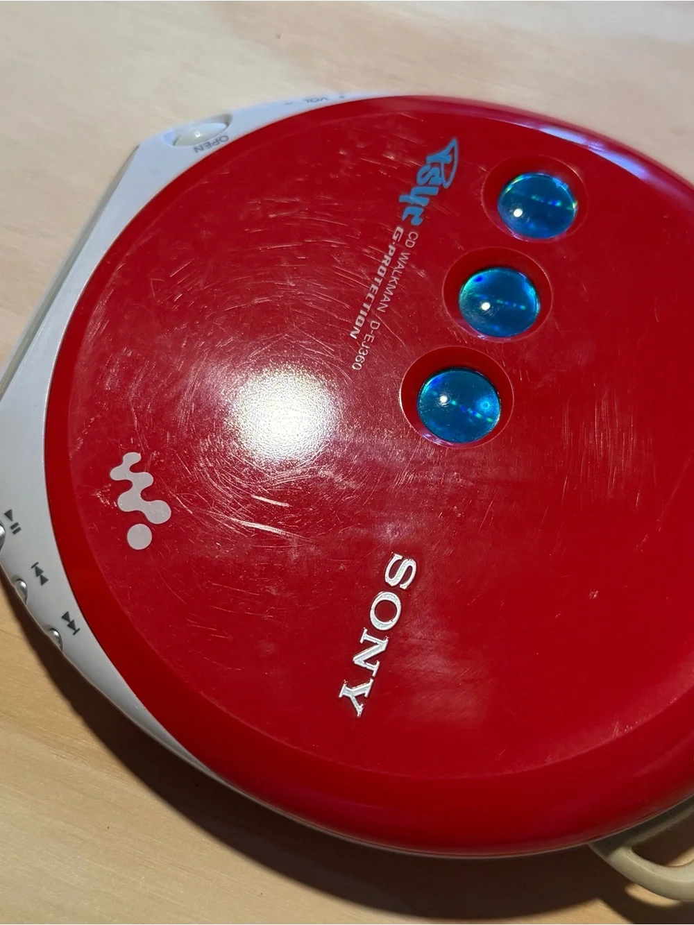 Sony Psyc CD Walkman D-EJ360 G Protection Red Tested Working Read Info Below!